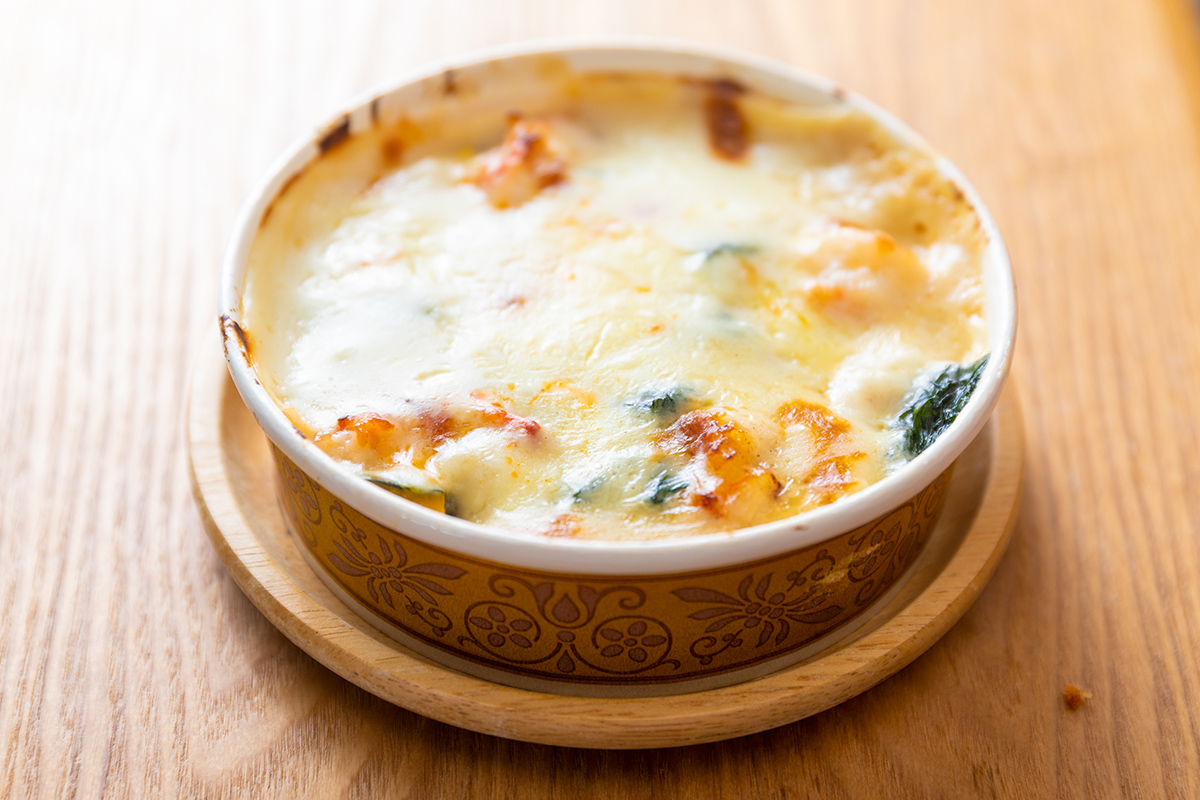 海老と野菜たっぷりクリームグラタン